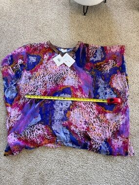 NWT Sol & Mer Vibrant Multi-ColorPrint Lightweight swim cover up ONE SIZE